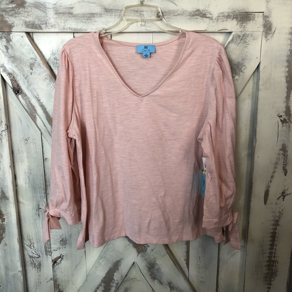 Cece dusty pink tie sleeve top